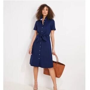 Vineyard Vines Westerly Tie-Front Linenm Dress ion Deep Blue